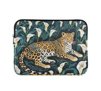Laptop Sleeve Case 13-14 Inch Stylish Laptop Cases Tribal Style Leopard White Calla Lily Computer Case with Zipper for Work Journey