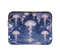 Laptop Sleeve Case 13-14 Inch Stylish Laptop Sleeve Bag Magical Glowing Jellyfish Flower Fantasy Computer Case with Zipper for Work Journey