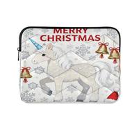 Laptop Sleeve Case 13-14 Inch Stylish Laptop Storage Bag Nordic White Merry Christmas Unicorns Computer Case for Work Journey