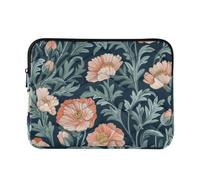 Laptop Sleeve Case 13-14 Inch Thin Case for Laptop William Morris Flower Peach Dark Blue Hard Cover with Zipper for Travel Business
