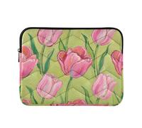 Laptop Sleeve Case 13-14 Inch Thin Computer Bag Pink Tulips Oil Painting Case Bag with Zipper for Men Women