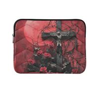 Laptop Sleeve Case 13-14 Inch Thin Computer Cases for Laptop Gothic Crosses Rose Red Notebook Computer Pocket for Work Journey