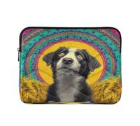 Laptop Sleeve Case 13-14 Inch Water Resistant Computer Cases for Laptop Crop Circle Dog Case Bag with Zipper for Men Women