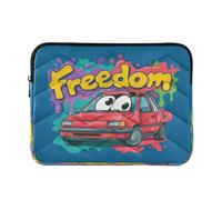 Laptop Sleeve Case 13-14 Inch Water Resistant Laptop Sleeve Bag Cartoon Car Freedom Case with Zipper for Work Travel