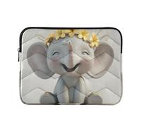 Laptop Sleeve Case 13-14 Inch Water Resistant Laptop Sleeves Happy Little Gray Elephants Notebook Computer Pocket for Work Journey