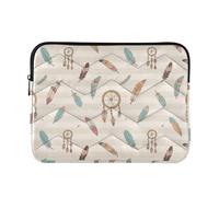 Laptop Sleeve Case 13-14 Inch Water Resistant Sleeve for Laptops Brown White Striped Boho Dreamcatcher Feather Computer Bag with Zipper for Travel Business forro para laptop