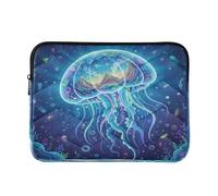 Laptop Sleeve Case 13-14 Inch Waterproof, Jellyfish Bioluminescence Collage, Computer Bags with Zipper for Work Business Journey