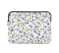 Laptop Sleeve Case 13-14 Inch Waterproof Laptop Bag with Zipper Small Purple Flowers Green Vines Vintage Case Bag with Zipper for Travel Business