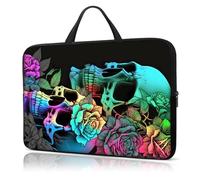 Laptop Sleeve Case 13-14 Inch, with Handle Computer Shockproof Protective Soft Cover Case,Colorful Rose Flower Skull