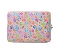 Laptop Sleeve Case, 13.3-14 Inch Neoprene Protective Bag Compatible with MacBook Air Pro, HP, Dell, Acer, ASUS, Lenovo, Floral Butterfly Pattern (Colorful Butterfly - Pink, 13-14 Inches)
