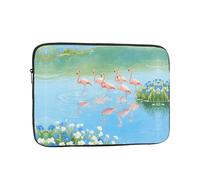 Laptop Sleeve Case 13 inch, Shockproof Protective Laptop Cover Bright Colors Watercolor Flamingo and Flowers Briefcase Portable Carrying Computer Bag
