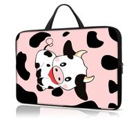 Laptop Sleeve Case 13 Inch, with Handle Computer Shockproof Protective Soft Cover Case,Cute Cows Pink