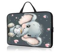 Laptop Sleeve Case 13 Inch, with Handle Computer Shockproof Protective Soft Cover Case,Cute Love Heart Elephant