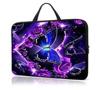 Laptop Sleeve Case 13 Inch, with Handle Computer Shockproof Protective Soft Cover Case,Love Butterfliy and Rose