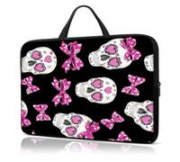 Laptop Sleeve Case 13 Inch, with Handle Computer Shockproof Protective Soft Cover Case,Pink Love Heart and Skull