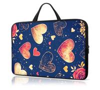 Laptop Sleeve Case 13 Inch, with Handle Computer Shockproof Protective Soft Cover Case,Red Love Heart Flowers
