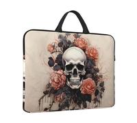 Laptop Sleeve Case 14 inch Shockproof Laptop Bag Ancient Skull and Flowers Briefcase Computer Bag with Handle