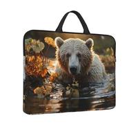 Laptop Sleeve Case 14 inch Shockproof Laptop Bag Bear crossing the river Briefcase Computer Bag with Handle