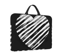 Laptop Sleeve Case 14 inch Shockproof Laptop Bag Black and White Striped Heart Briefcase Computer Bag with Handle
