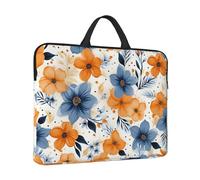 Laptop Sleeve Case 14 inch Shockproof Laptop Bag Blue and orange flowers on white background Briefcase Computer Bag with Handle