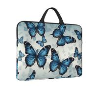 Laptop Sleeve Case 14 inch Shockproof Laptop Bag Blue Butterfly Briefcase Computer Bag with Handle
