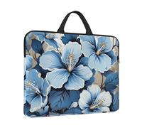 Laptop Sleeve Case 14 inch Shockproof Laptop Bag Blue Hibiscus Flower Briefcase Computer Bag with Handle