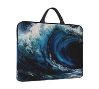 Laptop Sleeve Case 14 inch Shockproof Laptop Bag Blue Wave Painting Briefcase Computer Bag with Handle