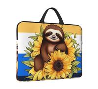 Laptop Sleeve Case 14 inch Shockproof Laptop Bag Cartoon sloth sitting on sunflower Briefcase Computer Bag with Handle