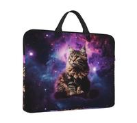 Laptop Sleeve Case 14 inch Shockproof Laptop Bag Cat sitting inside nebula Briefcase Computer Bag with Handle