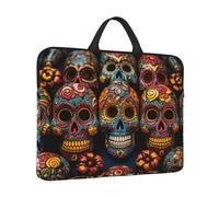 Laptop Sleeve Case 14 inch Shockproof Laptop Bag Colorful Sugar Skulls Briefcase Computer Bag with Handle