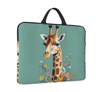 Laptop Sleeve Case 14 inch Shockproof Laptop Bag Giraffe with Flowers Briefcase Computer Bag with Handle