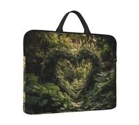 Laptop Sleeve Case 14 inch Shockproof Laptop Bag Green Leaves Heart Shape Briefcase Computer Bag with Handle