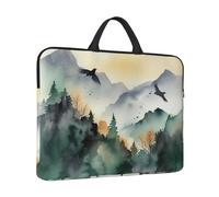 Laptop Sleeve Case 14 inch Shockproof Laptop Bag Mountain birds watercolor Briefcase Computer Bag with Handle