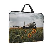 Laptop Sleeve Case 14 inch Shockproof Laptop Bag Plane Flies to Sunflower Field Briefcase Computer Bag with Handle