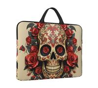 Laptop Sleeve Case 14 inch Shockproof Laptop Bag Red Rose Sugar Skull Briefcase Computer Bag with Handle
