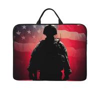 Laptop Sleeve Case 14 inch Shockproof Protective Notebook American Flag Soldier Laptop Case Computer Bag
