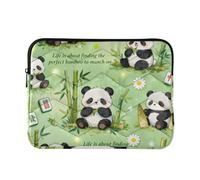 Laptop Sleeve Case 15-16 Inch Classy Laptop Storage Bag Green Cute Panda bamboos Computer Briefcase with Zipper for Work Travel