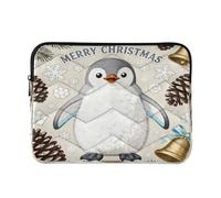 Laptop Sleeve Case 15-16 Inch Concise Laptop Bag Briefcase Nordic White Merry Christmas Penguin Carrying Bag with Zipper for Work Journey
