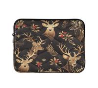Laptop Sleeve Case 15-16 Inch Concise Laptop Sleeves Christmas Deer Black Golden Notebook Computer Pocket for Work Travel