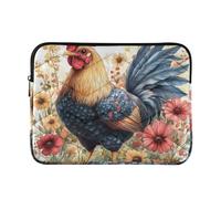 Laptop Sleeve Case 15-16 Inch Cute Computer Cases for Laptop Aesthetic Rooster Flower Wild Computer Case with Zipper for Work Travel