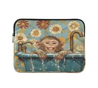 Laptop Sleeve Case 15-16 Inch durables Laptop Sleeves Chic Rhesus Monkey Macaque Retro Bathtub Case Hard Cover with Zipper for Work Travel