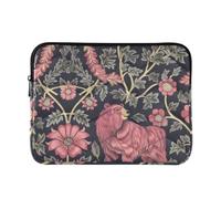 Laptop Sleeve Case 15-16 Inch Lightweight Case for Laptop William Morris Style Bear Peach Dark Blue Carrying Bag with Zipper for Travel Business