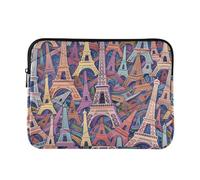 Laptop Sleeve Case 15-16 Inch Polyester Laptop Bag Briefcase Cute Eiffel Tower Color Cartoon Computer Bag with Zipper for Travel Business