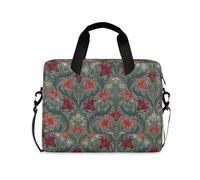 Laptop Sleeve Case 15-16 Inch Polyester Laptop Bag with Zipper Retro Red Saskatchewan Lily Pattern Case with Zipper for Travel Business