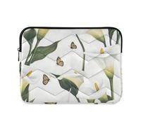 Laptop Sleeve Case 15-16 Inch Polyester Laptop Cases Cartoon Calla Lily Flower White Computer Bag with Zipper for Men Women forro para