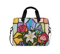 Laptop Sleeve Case 15-16 Inch Polyester Laptop Cases Stainless Glass Colorful Flowers Lily Computer Sleeve with Zipper for Men Women