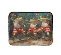Laptop Sleeve Case 15-16 Inch Polyester Laptop Sleeve Bag Three Funny Dancing Green Frogs Retro Oil Painting Notebook Computer Pocket for Travel Business