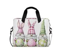 Laptop Sleeve Case 15-16 Inch Portable Laptop Case Bag Pink Green Plaid Rabbit Gnomes Eggs Easter Carrying Bag with Zipper for Travel Business