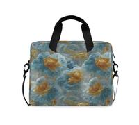 Laptop Sleeve Case 15-16 Inch Portable Laptop Case Gold Blue Chinese Jade Water Lily Computer Carrying Bag for Work Travel