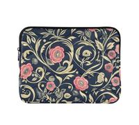 Laptop Sleeve Case 15-16 Inch Portable Laptop Sleeve Bag William Morris Style Floral Dark Blue Peach Computer Bag for Men Women